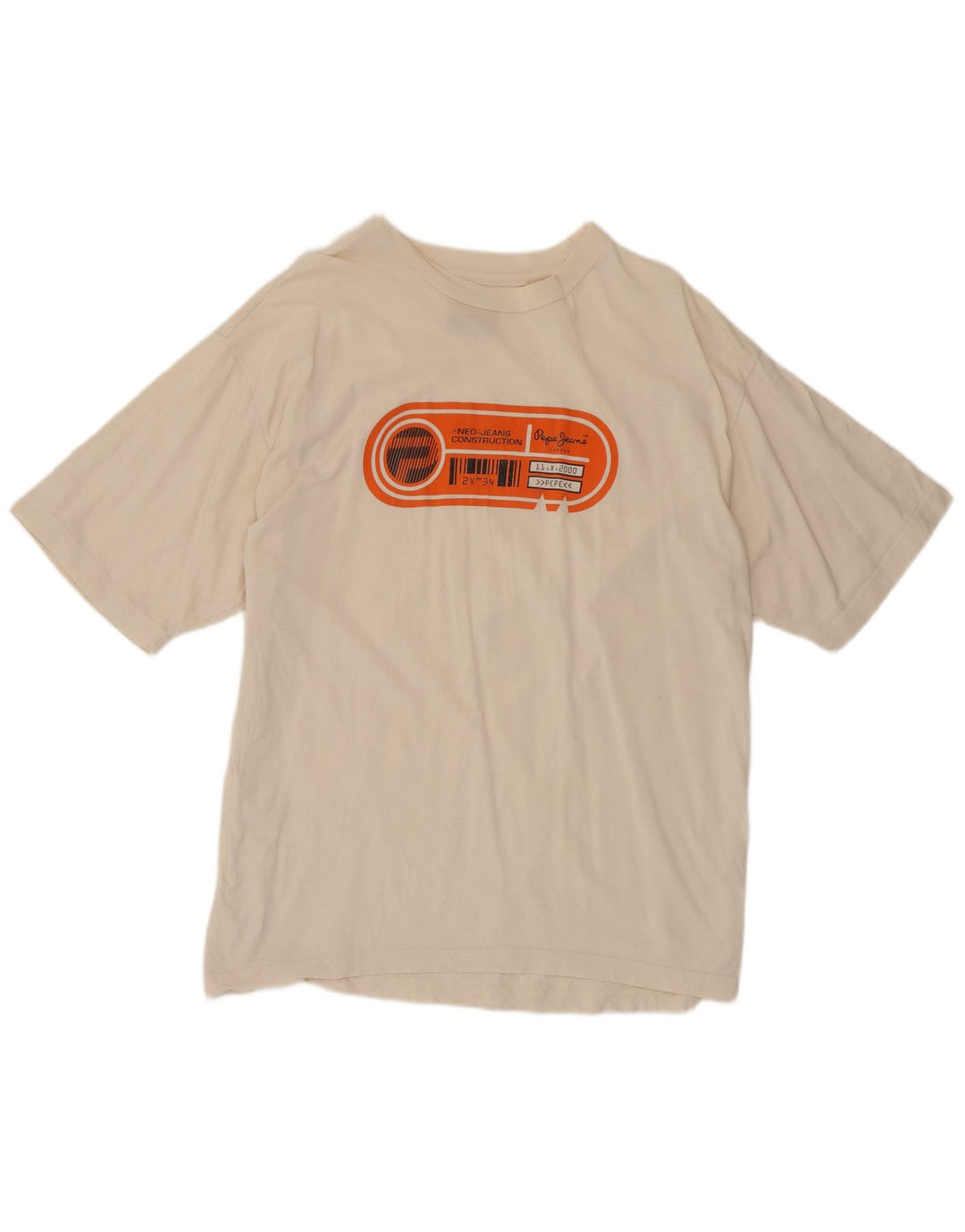 Camiseta masculina PEPE Jeans gráfica top médio off white algodão