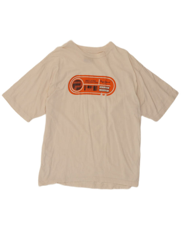 Camiseta masculina PEPE Jeans gráfica top médio off white algodão