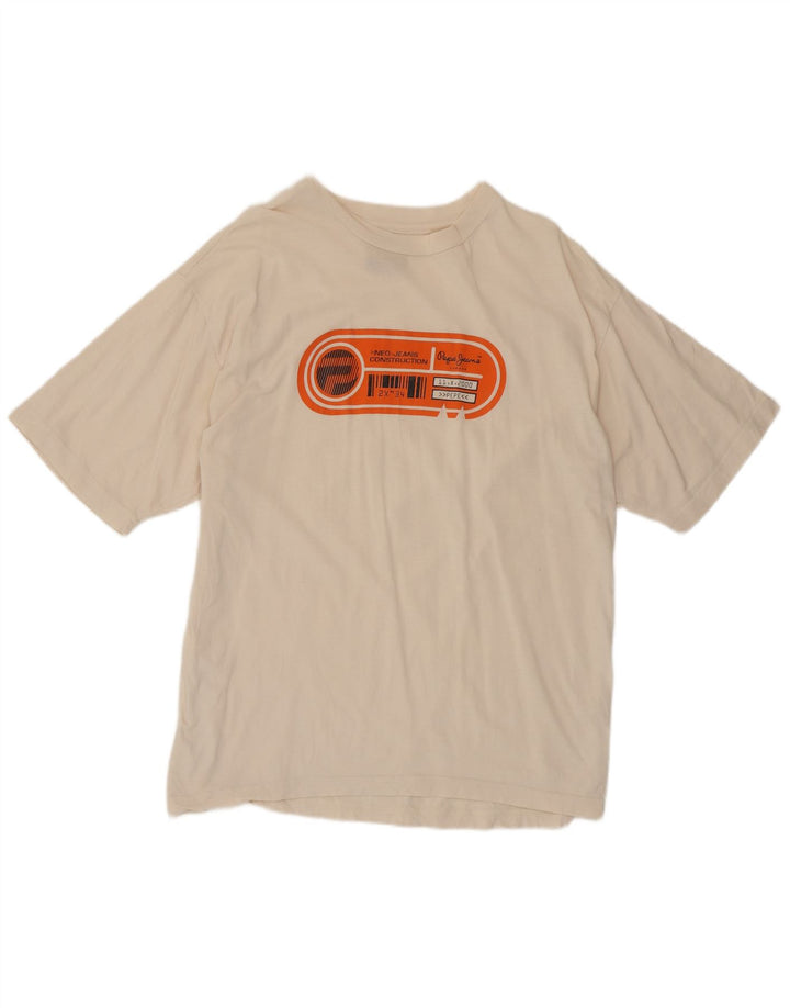 Camiseta masculina PEPE Jeans gráfica top médio off white algodão
