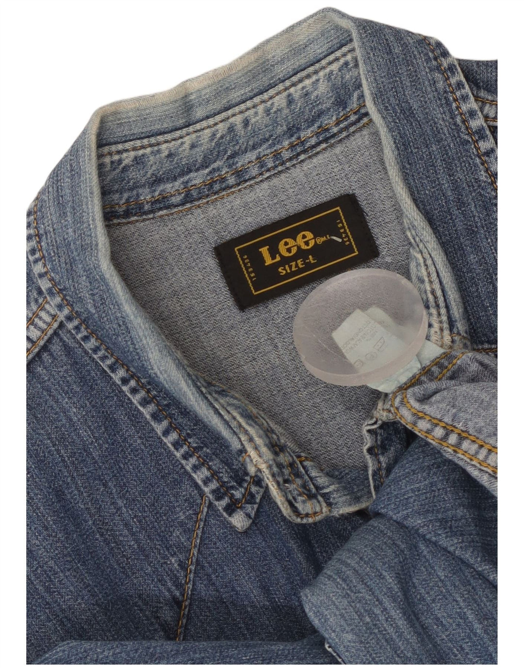 Camisa jeans masculina Lee grande algodão azul