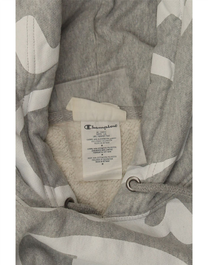 Jumper com capuz gráfico masculino Champion algodão cinza médio