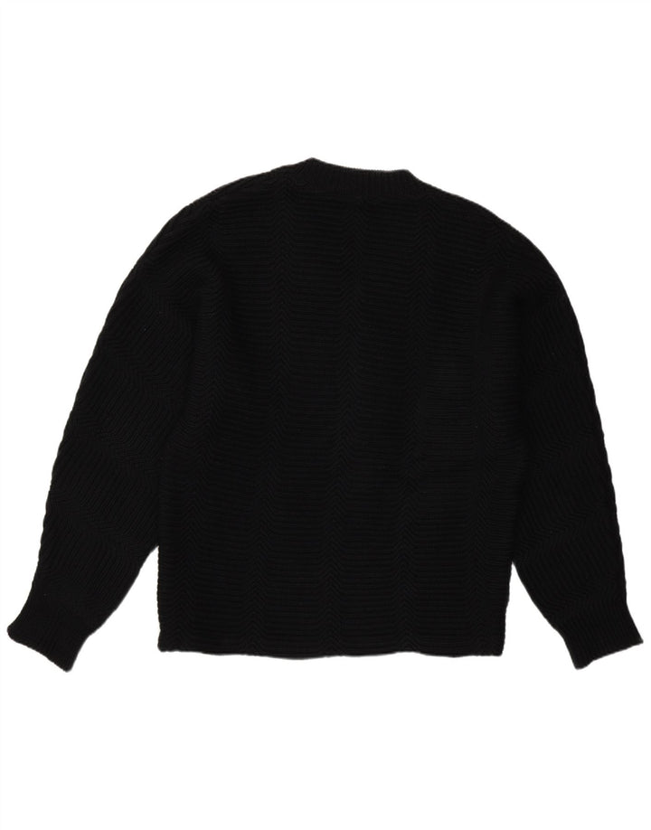Suéter masculino vintage com decote em V grande preto