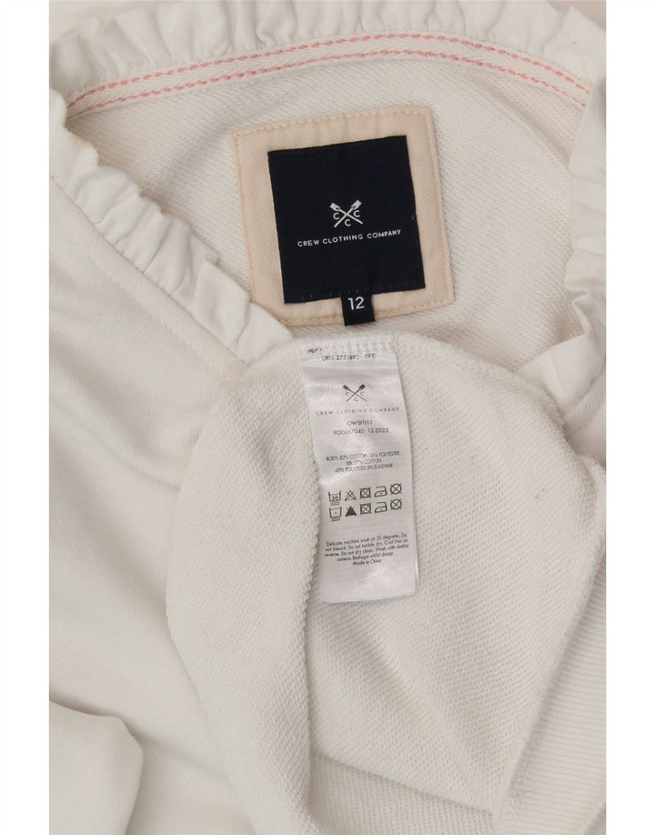CREW CLOTHING Suéter feminino com capuz UK 12 algodão branco médio