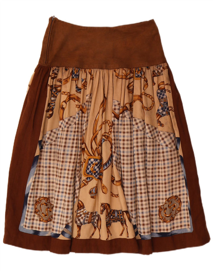 Cristina Santandrea Saia feminina com estampa abstrata larga média W28 marrom