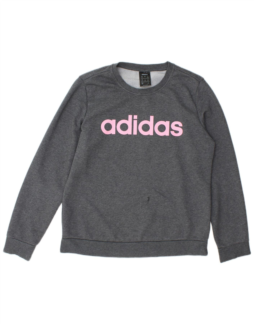 Adidas Womens Graphic Sweatshirt Jumper UK 12/14 Médio Cinza Algodão