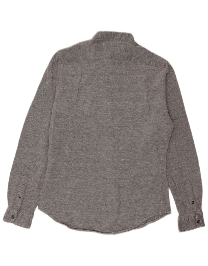 Camisa masculina Zara Slim Fit algodão cinza médio