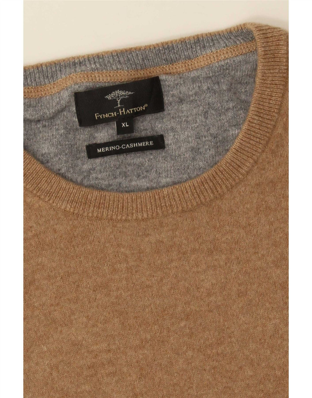 Suéter masculino Fynch Hatton com gola redonda XL marrom lã merino