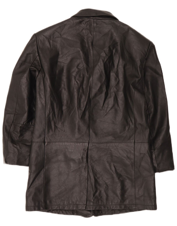 Jaqueta blazer masculina vintage de couro com 3 botões IT 52 XL couro preto
