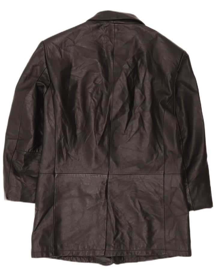 Jaqueta blazer masculina vintage de couro com 3 botões IT 52 XL couro preto