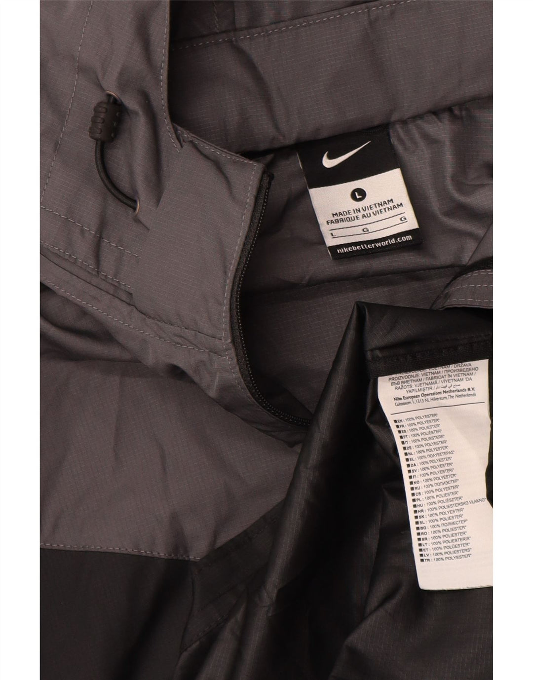 Jaqueta de chuva masculina Nike com capuz UK 40 grande poliéster colorblock preto