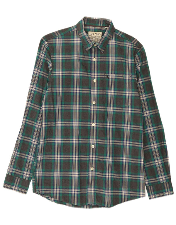 Camisa masculina Jack Wills pequena xadrez cinza algodão