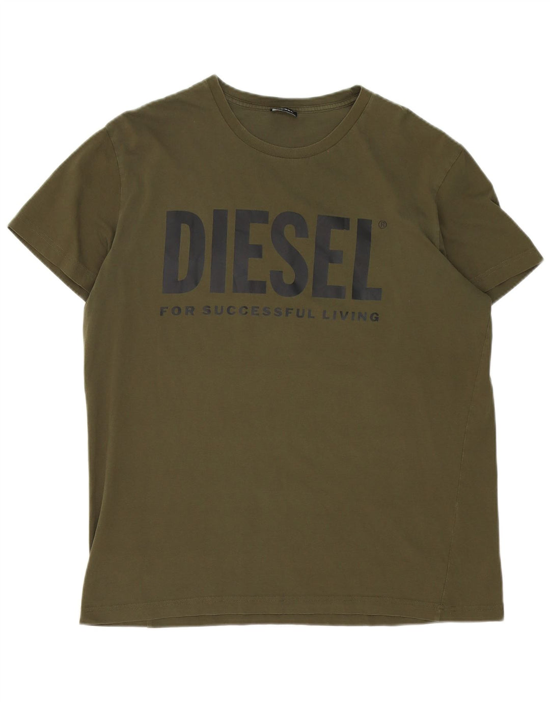 Diesel Camiseta masculina gráfica Top grande de algodão cáqui