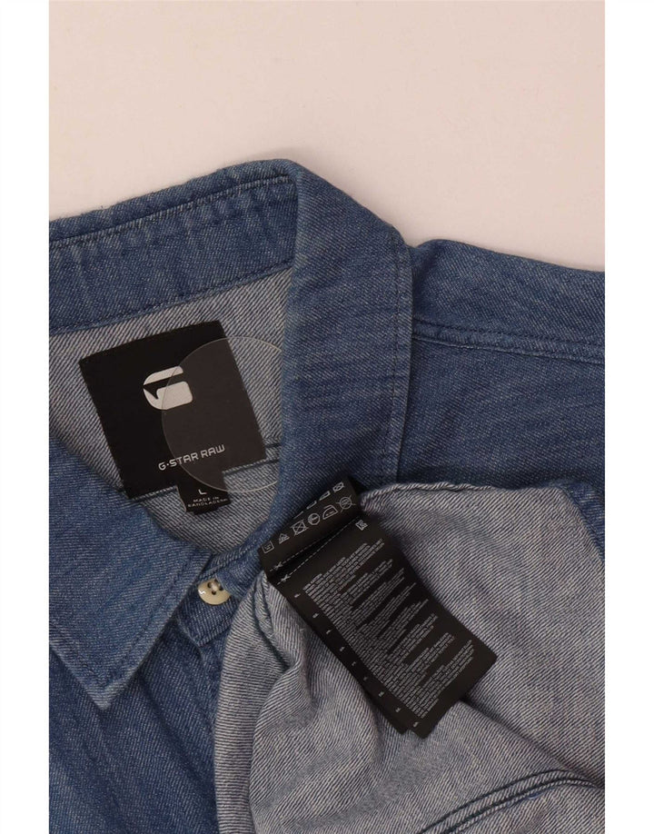 Camisa jeans masculina G-Star grande algodão azul