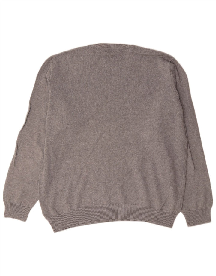 Suéter masculino Marks & Spencer Blue Harbor com decote em V, grande algodão cinza