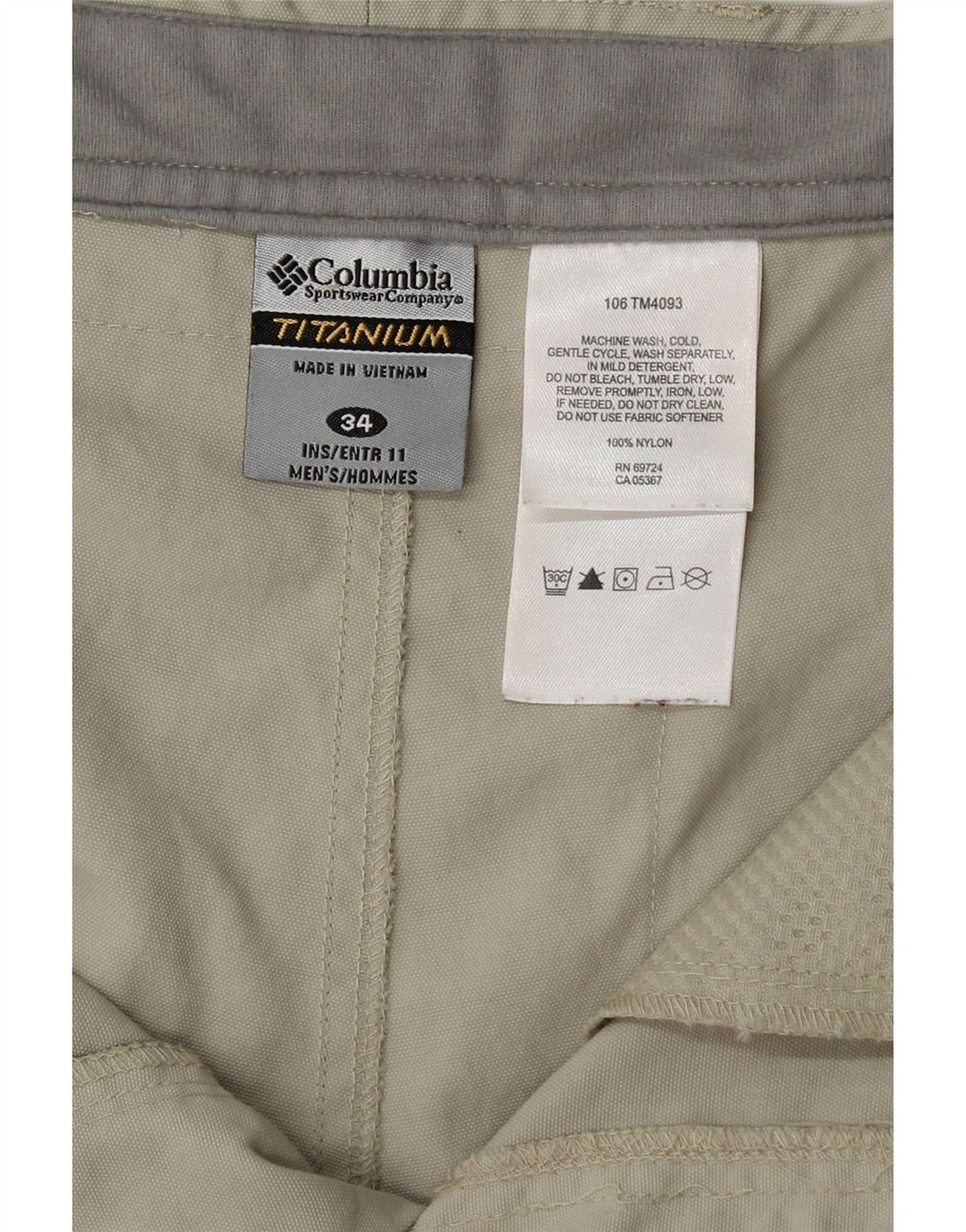 Columbia Mens Cargo Shorts W34 Grande Cinza Nylon