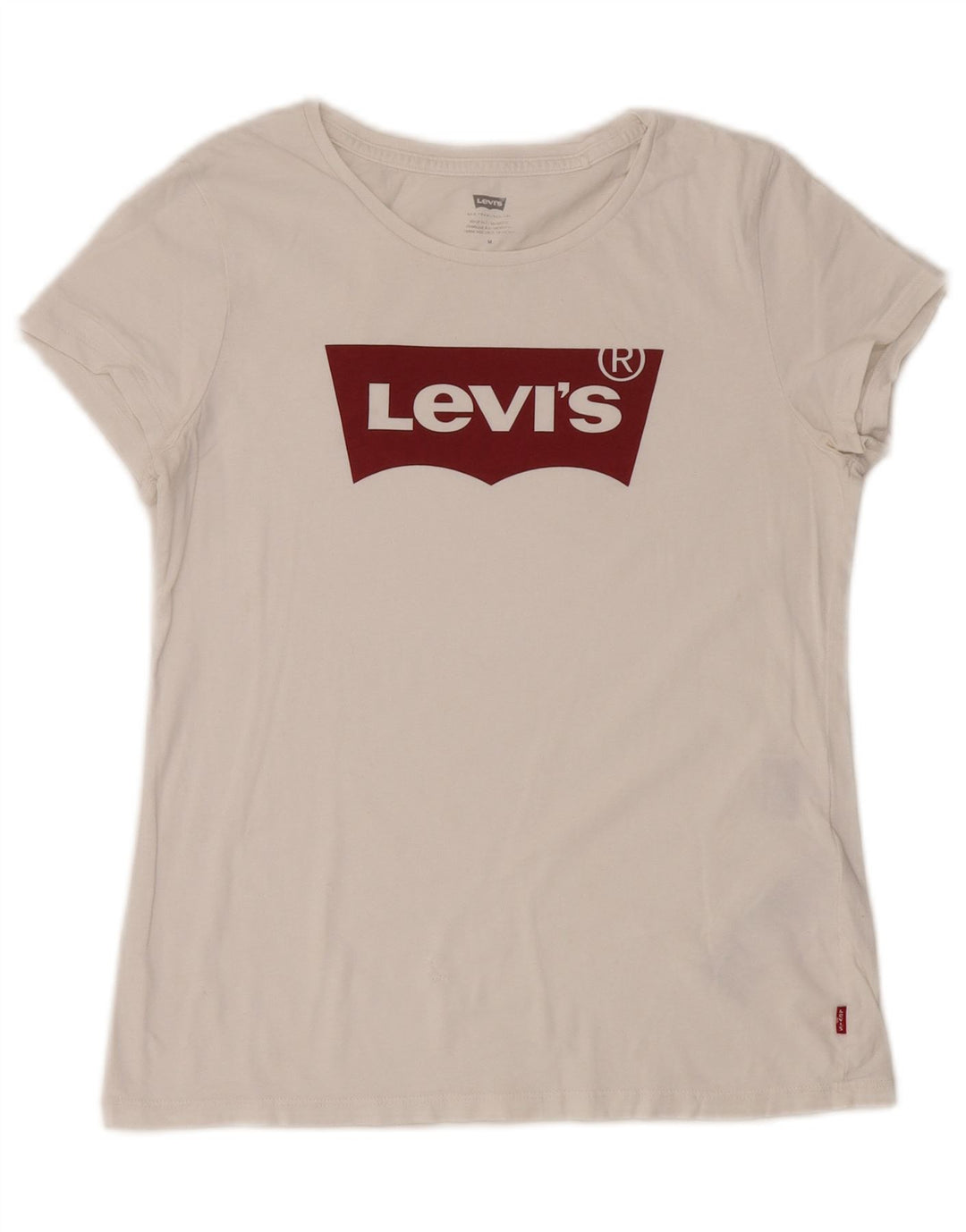 Camiseta feminina gráfica Levi's UK 14 algodão branco médio