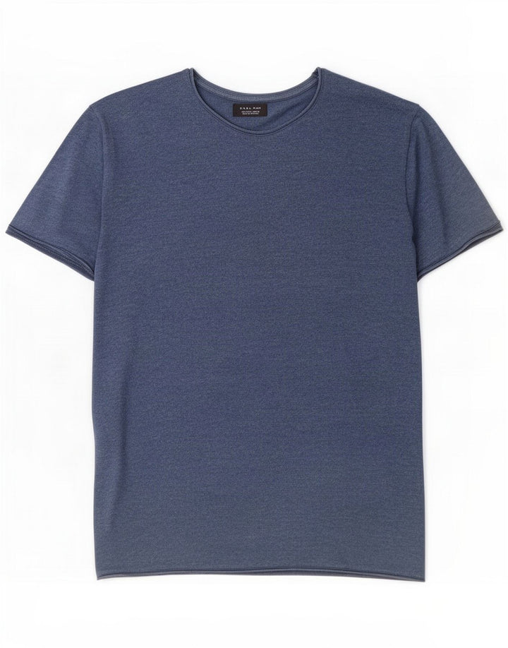 Zara Camiseta masculina Top Grande Azul Marinho