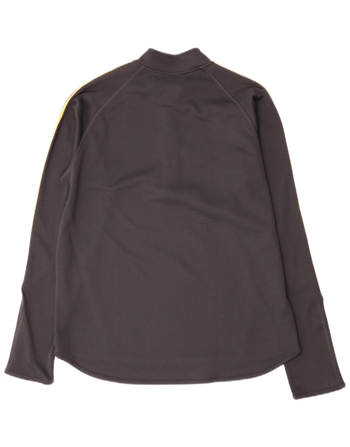 Adidas Mens Climalite Zip Neck Pullover Treino Top Cinza Médio Poliéster