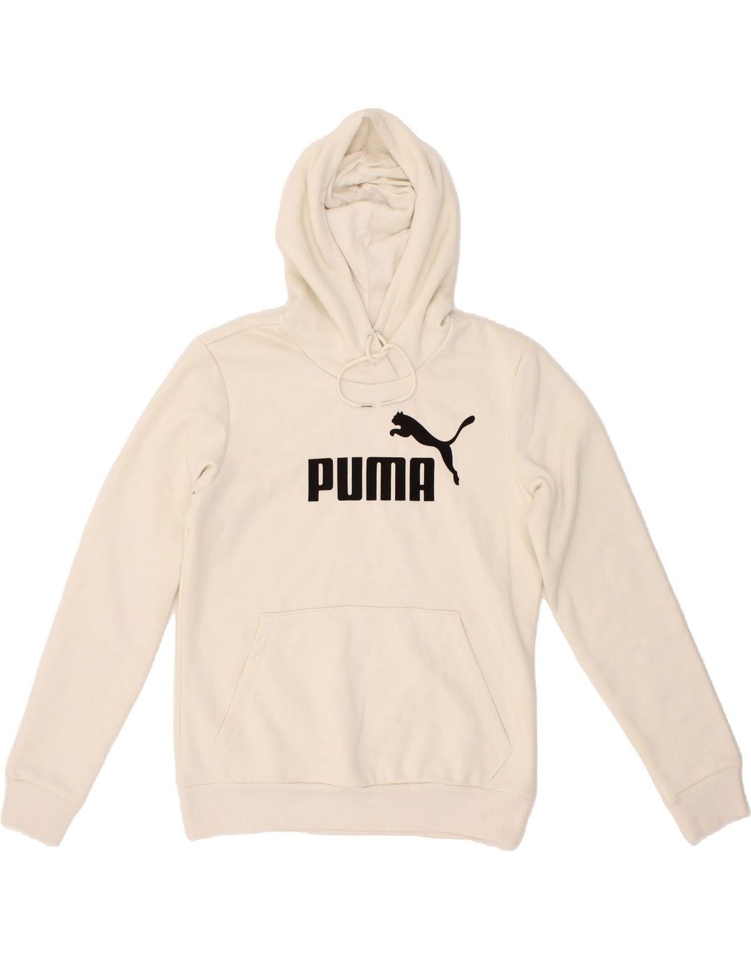 PUMA Womens Graphic Hoodie Jumper UK 12 Medium  Off White Cotton Vintage Puma and Second-Hand Puma from Messina Hembry 