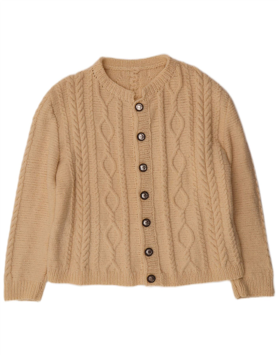 Suéter cardigã feminino VINTAGE Reino Unido 16 grande branco