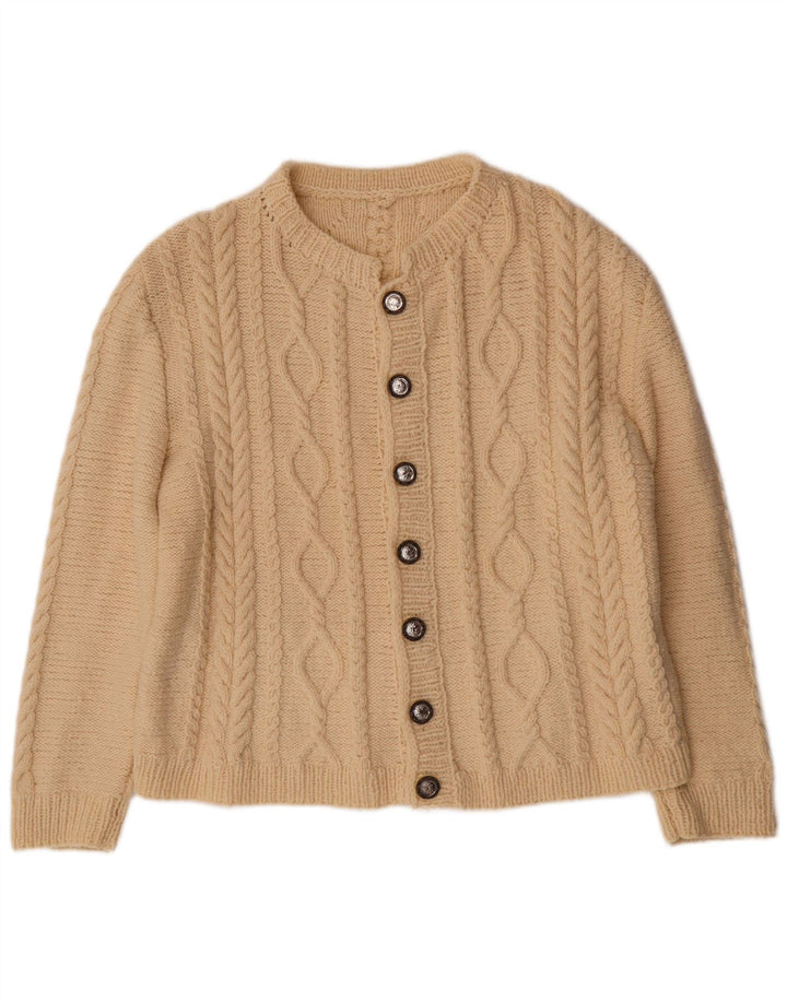 Suéter cardigã feminino VINTAGE Reino Unido 16 grande branco