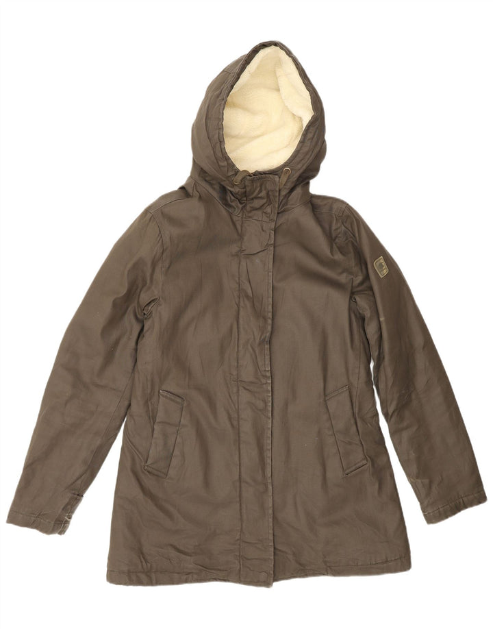 CHAMPION Jaqueta feminina Sherpa Parka com capuz UK 6 XS algodão cáqui