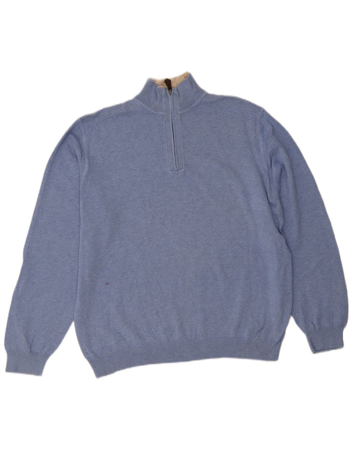 Suéter masculino Massimo Dutti com zíper e gola XL algodão azul