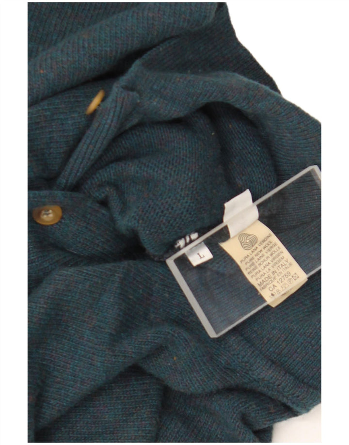 Suéter masculino Stefanel com gola polo e lã verde grande