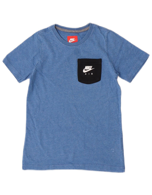 Camiseta Nike Meninos Top 8-9 Anos Pequeno Azul Colorblock Algodão