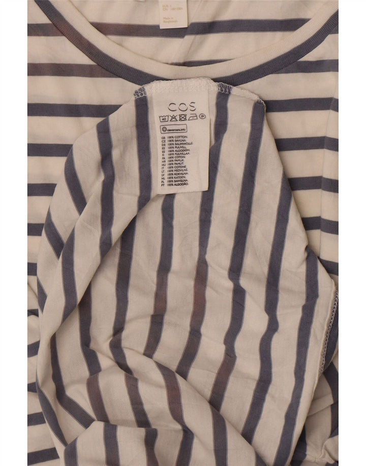 Camiseta masculina COS grande algodão listrado branco