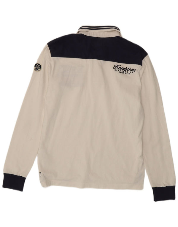 Camisa polo masculina estampada de manga comprida North Sails médio branco colorblock