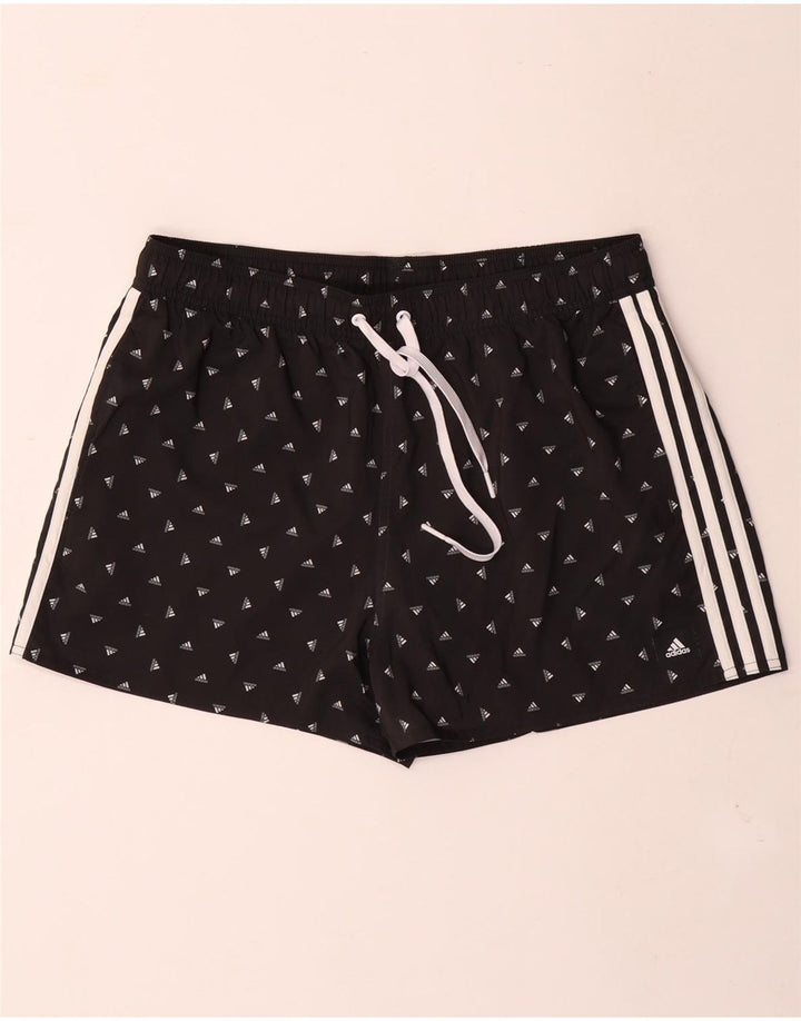 Adidas Mens Graphic Natação Shorts Grande Poliéster Manchado Preto
