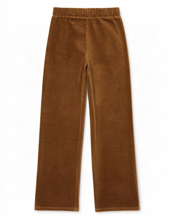 Zara Calças de veludo cotelê para meninas com pernas largas 13-14 anos W27 L27 algodão marrom