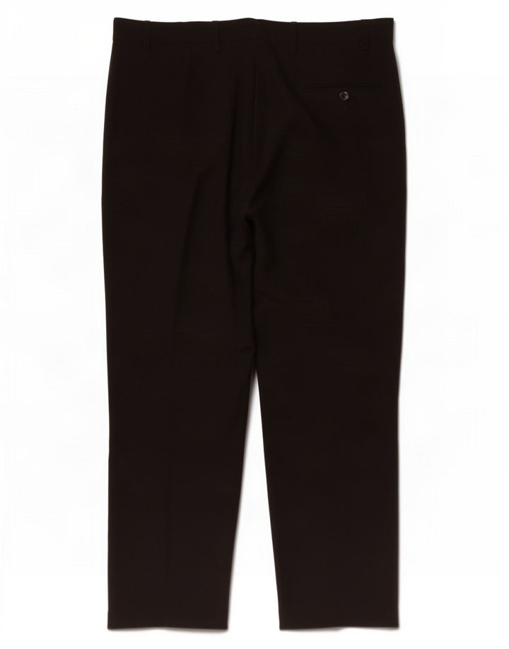 Calça masculina de terno reto Marks & Spencer W38 L29 poliéster preto