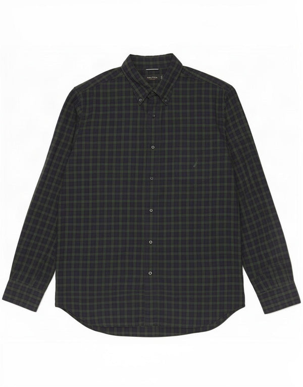 Camisa masculina Nautica XL azul marinho xadrez algodão