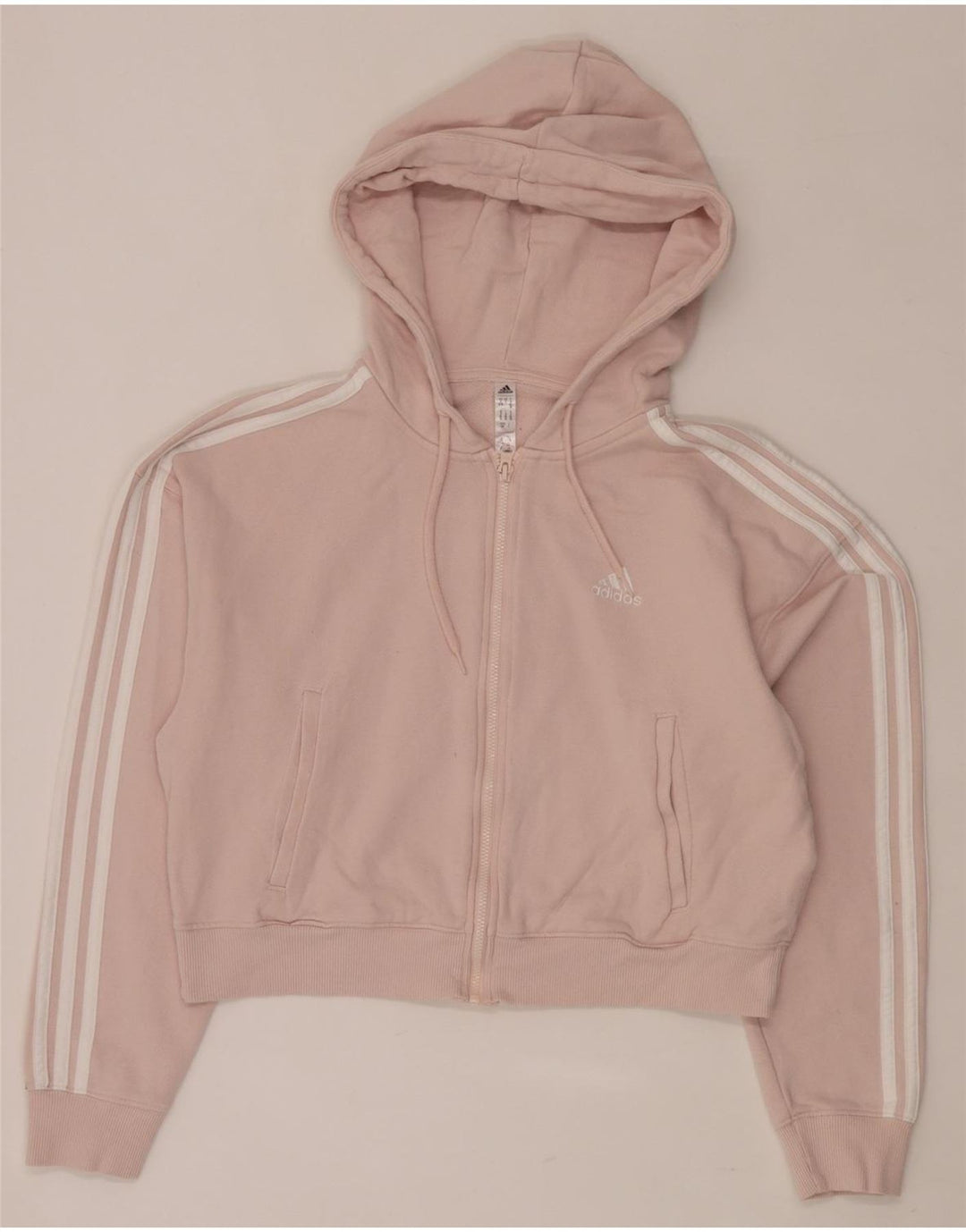 ADIDAS Suéter feminino com capuz e zíper oversized UK 8/10 pequeno algodão rosa