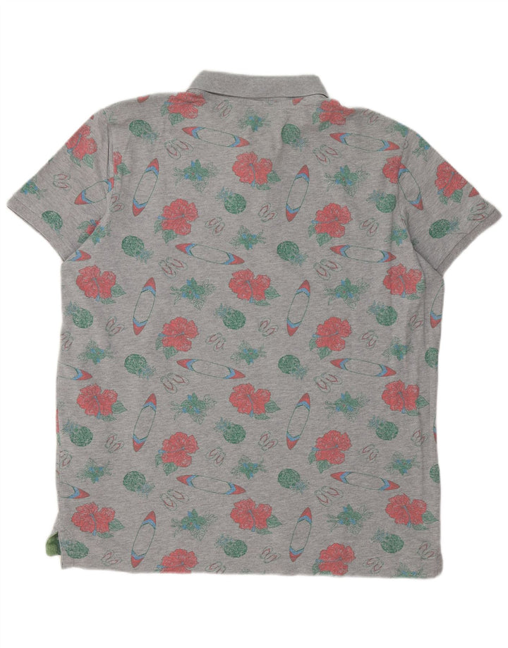 Camisa polo masculina Benetton Regular Fit XL cinza floral