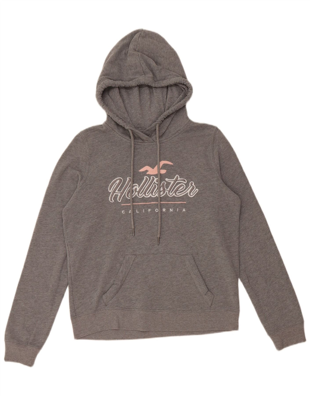 HOLLISTER feminino gráfico moletom com capuz Reino Unido 10 pequeno algodão cinza