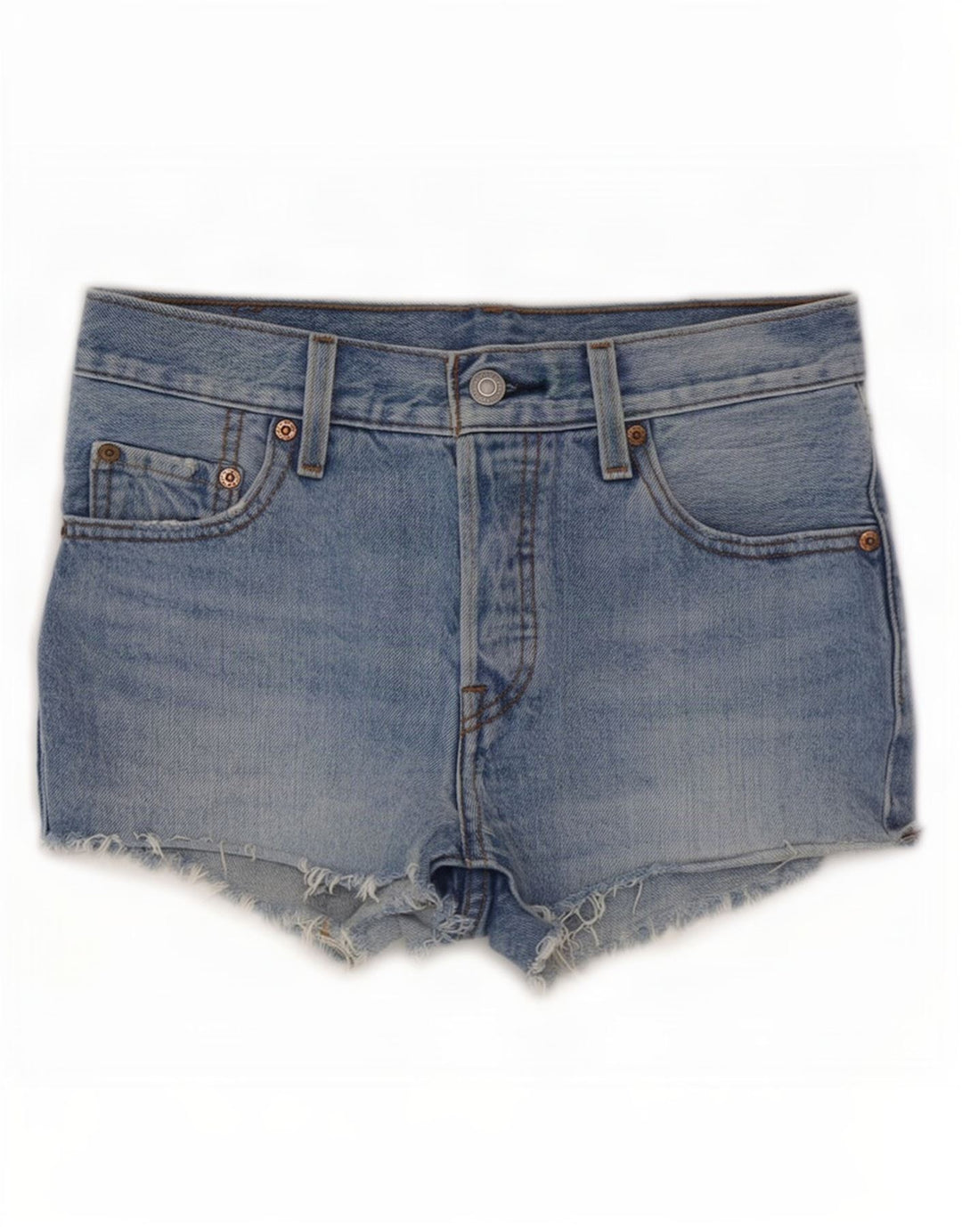 Shorts jeans feminino Levi's 501 pequeno W25 algodão azul