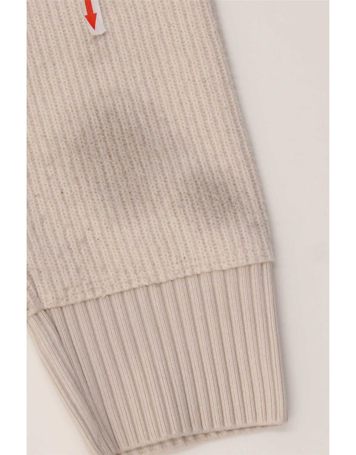 Zara Suéter feminino com gola redonda, Reino Unido 14 Médio Off White Poliéster