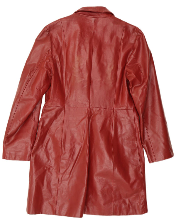 Casaco de couro feminino vintage IT 48 XL marrom