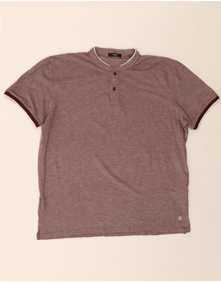 JACK & JONES Mens T-Shirt Top 2XL Burgundy Cotton Vintage Jack & Jones and Second-Hand Jack & Jones from Messina Hembry 