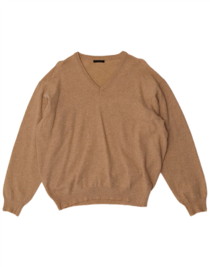Suéter masculino Sisley com decote em V grande marrom