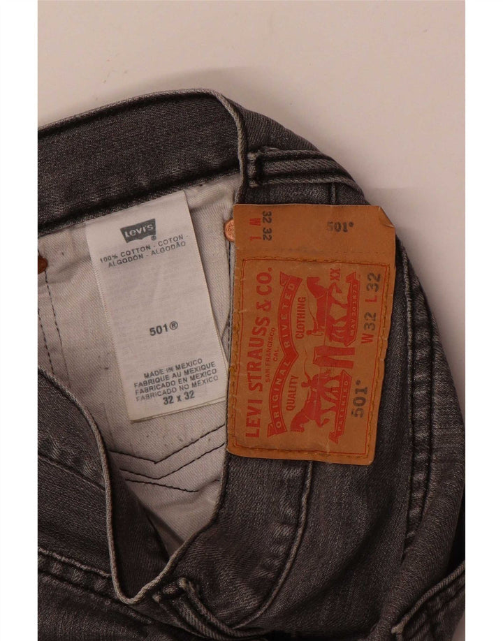 Calça jeans masculina Levi's 501 Straight W32 L32 cinza algodão