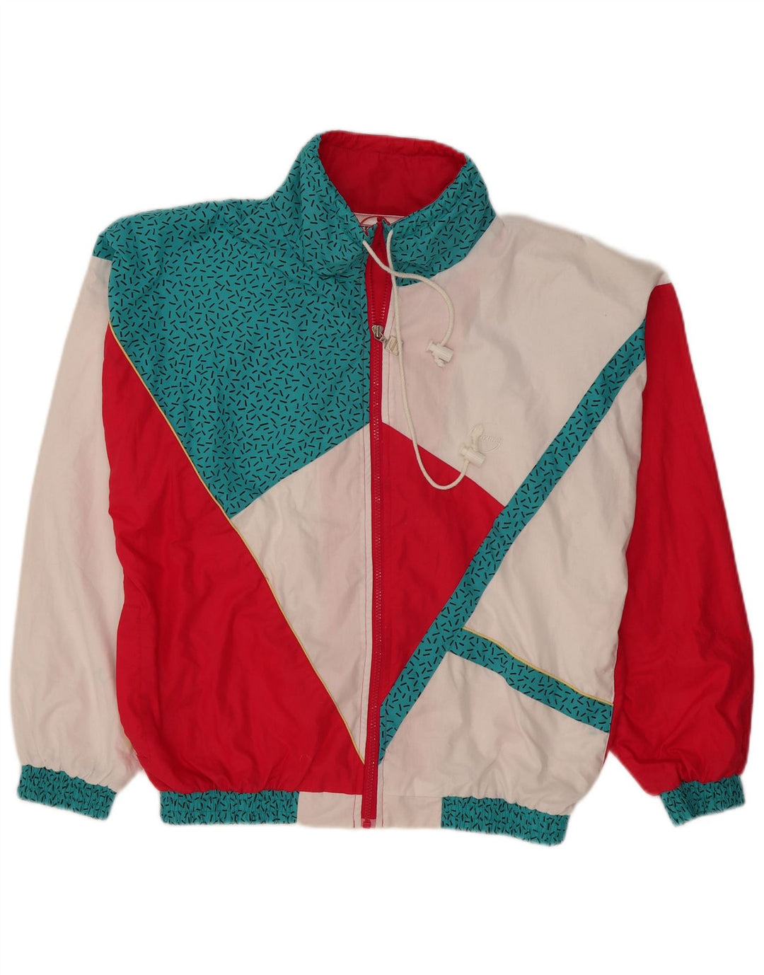 Jaqueta corta-vento masculina vintage Reino Unido 38 poliéster branco médio Colourblock