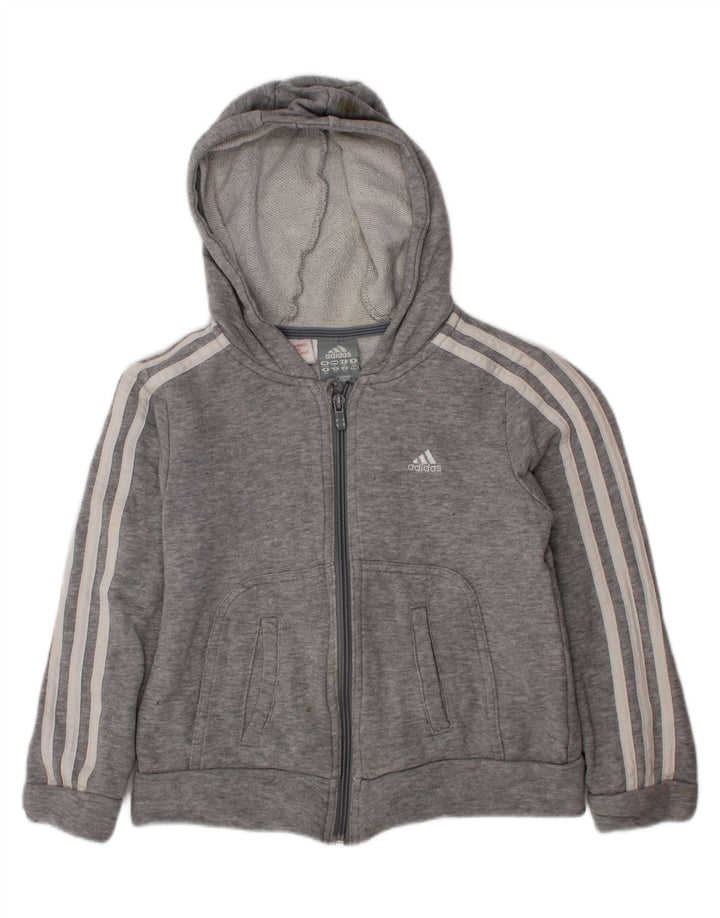 ADIDAS Suéter feminino com capuz e zíper 7-8 anos algodão cinza