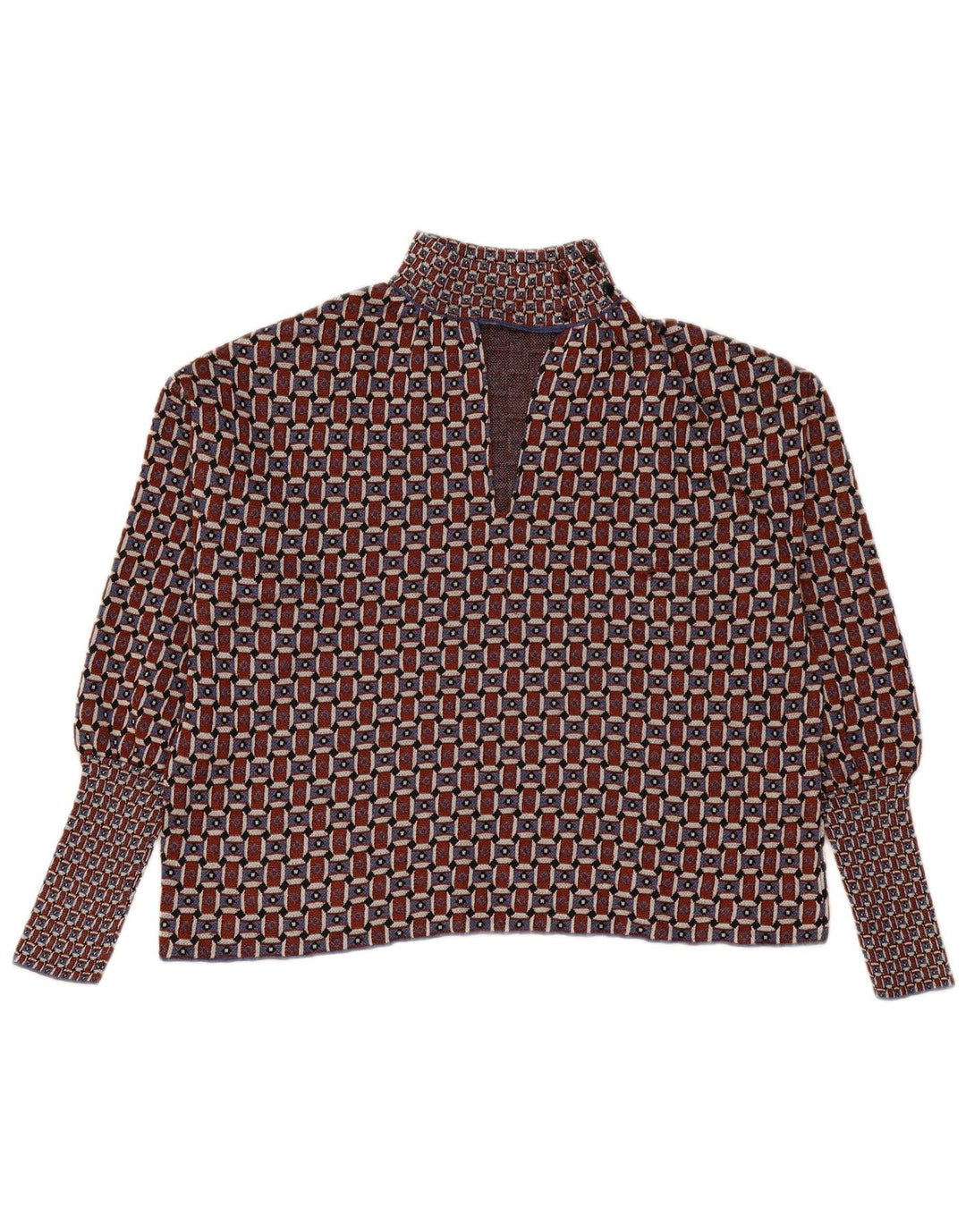 ZARA Suéter feminino oversized com gola de tartaruga Reino Unido 10 pequeno Borgonha