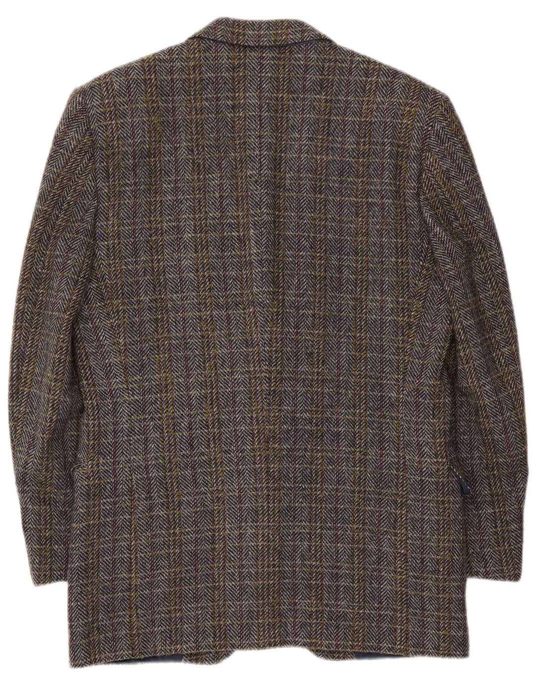 Jaqueta blazer masculina vintage IT 50 grande lã espinha de peixe multicolorida