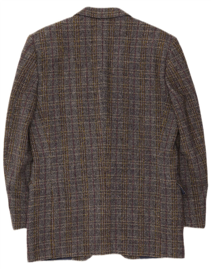 Jaqueta blazer masculina vintage IT 50 grande lã espinha de peixe multicolorida