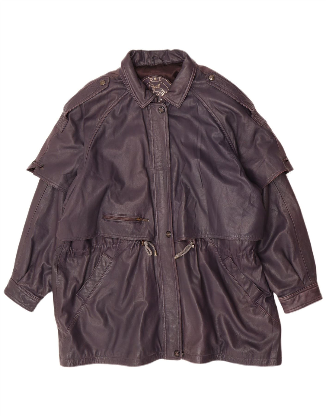 Casaco de couro feminino vintage UK 20 2XL roxo